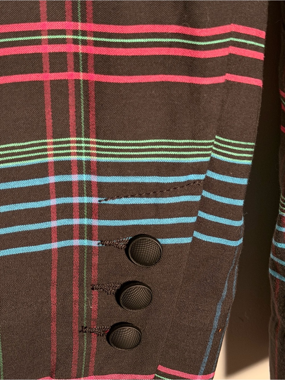 Cabi Plaid Blazer in Navy, Green, and Red Holiday Christmas Office Party - Picture 3 of 11